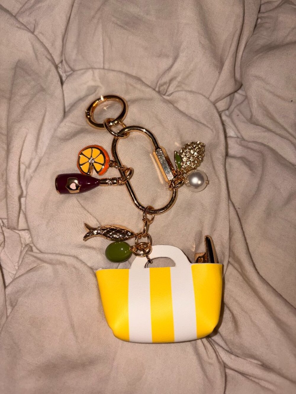 Free People Amalfi Coast Bag Charm Positano Beach Club Tote Key Chain